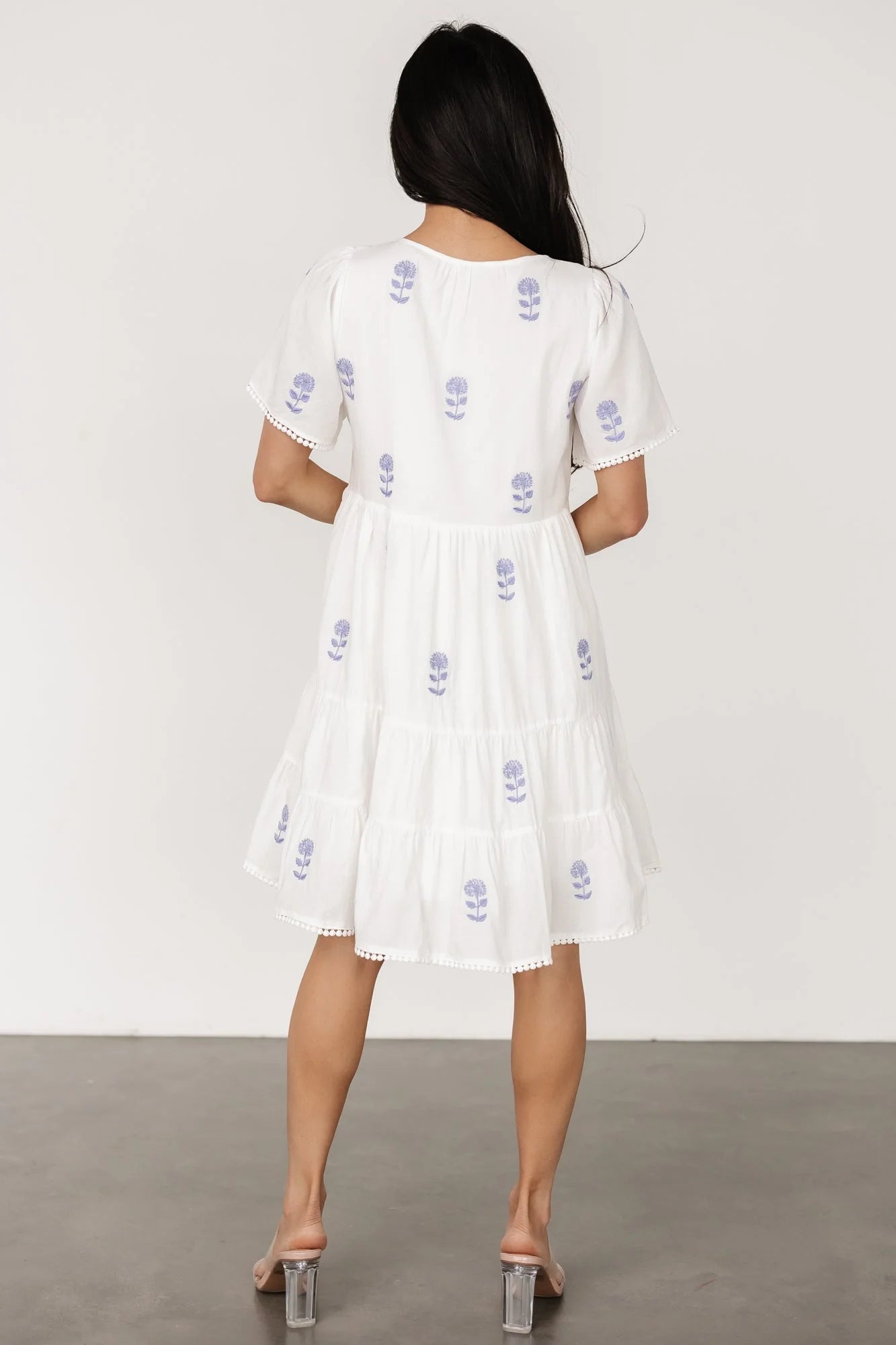 Keegan Short Dress | Ivory + Blue Floral