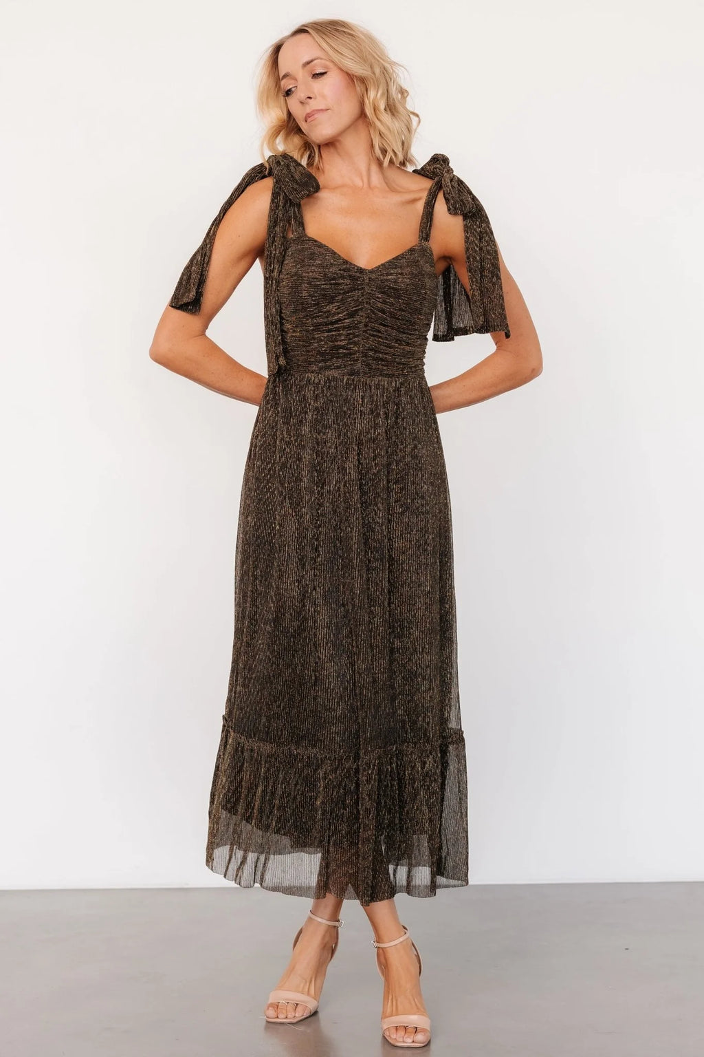 Tosha Shimmer Tank Dress | Black + Gold