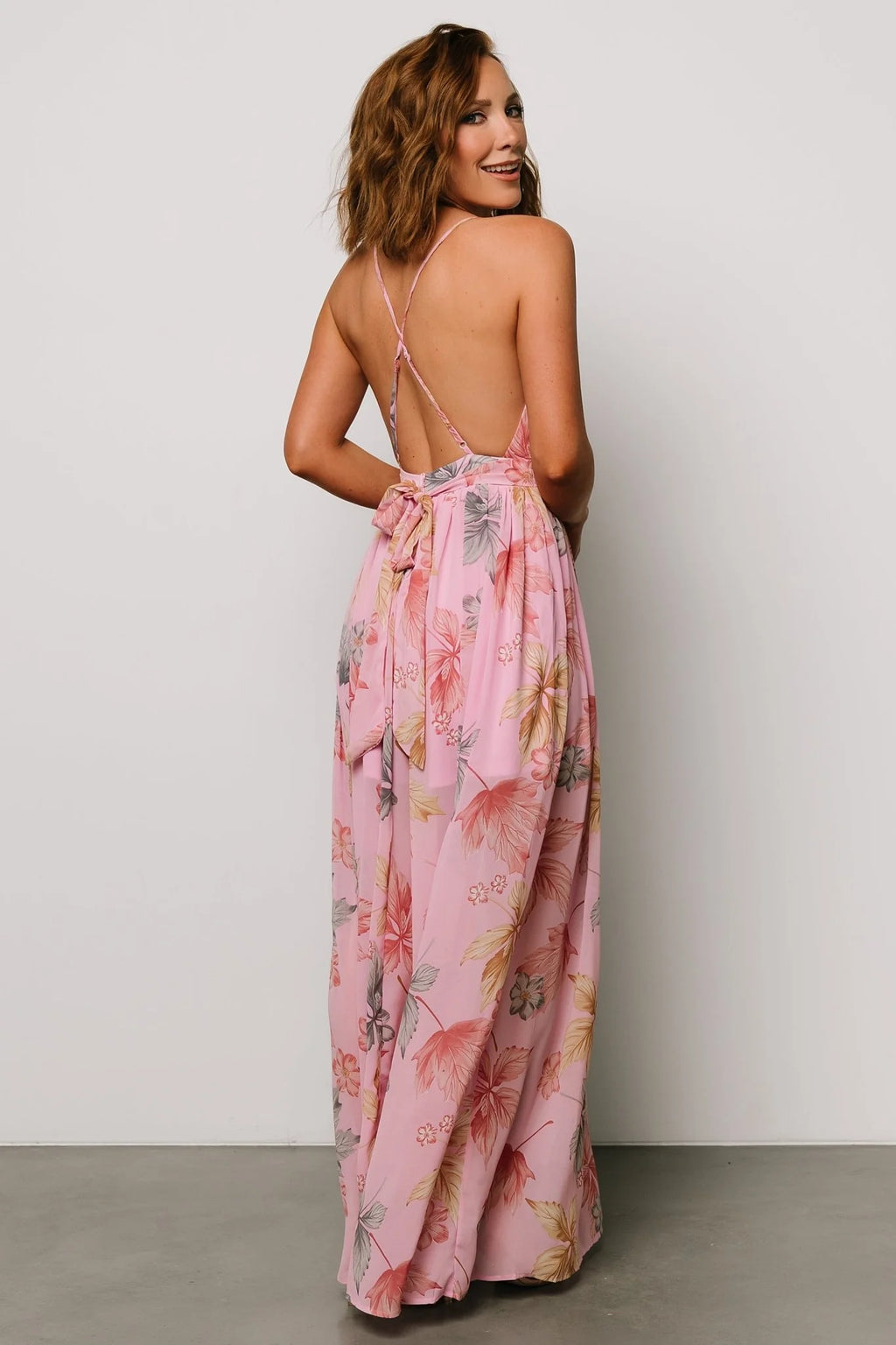 Suvi Open Back Maxi Dress | Pink Print