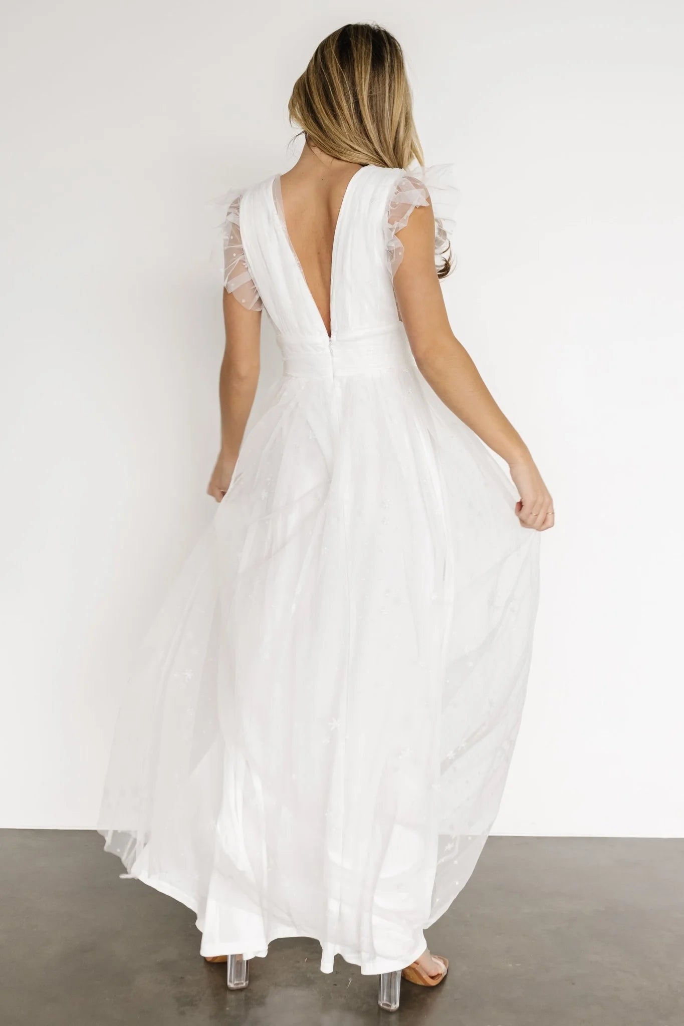 Nova Shimmer Maxi Dress | White