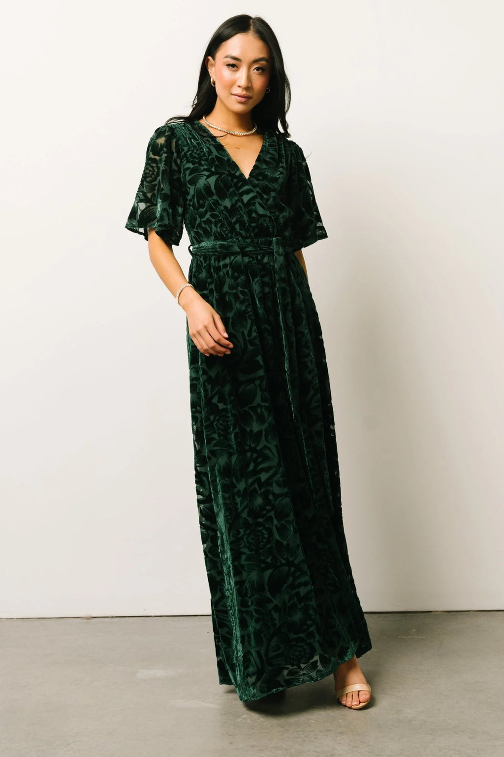 Uma Velvet Maxi Dress | Dark Green