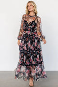 Stephanie Tiered Maxi Dress | Black Floral