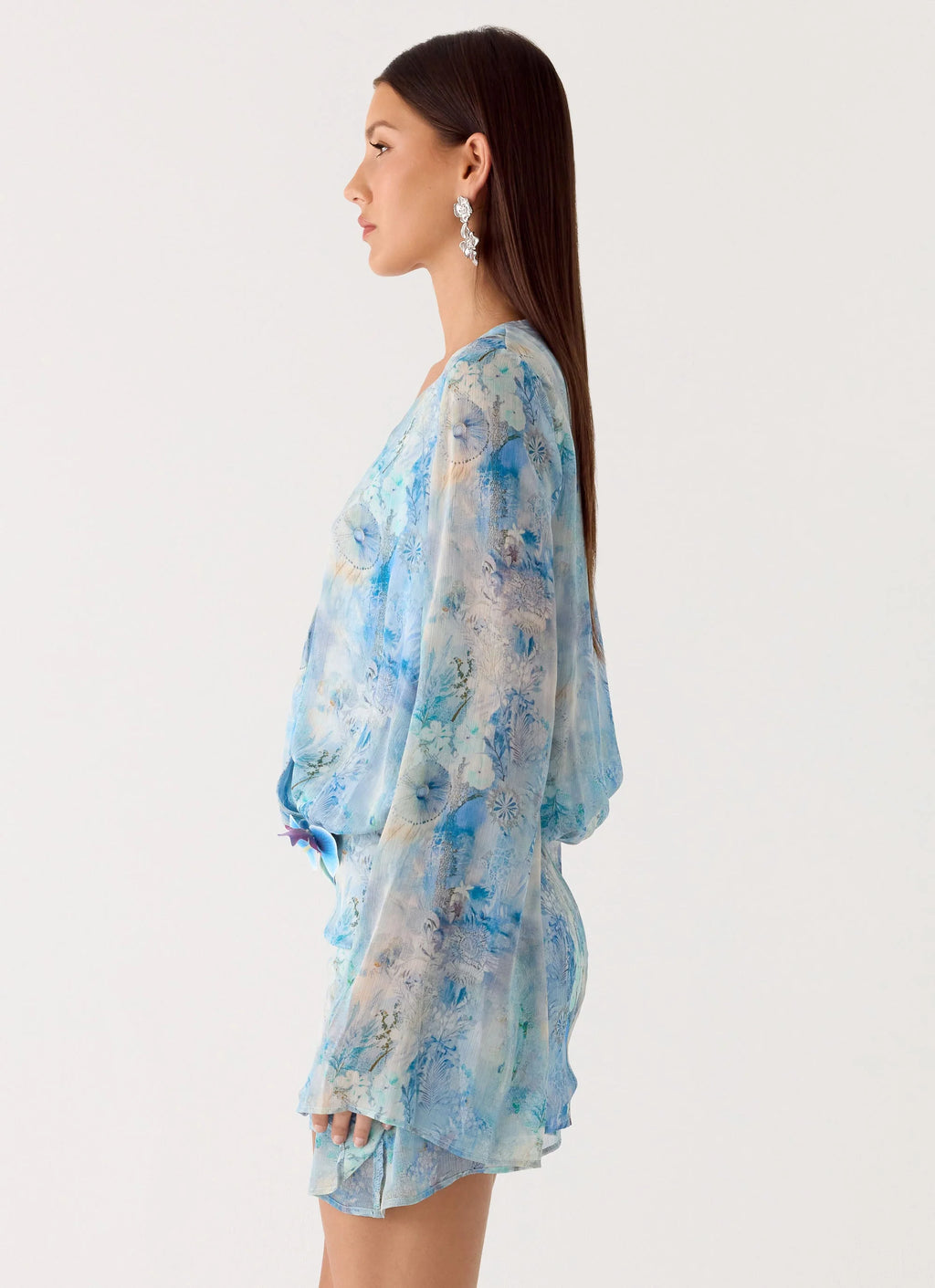 Vanish Into You Mini Dress - Aqua Paisley