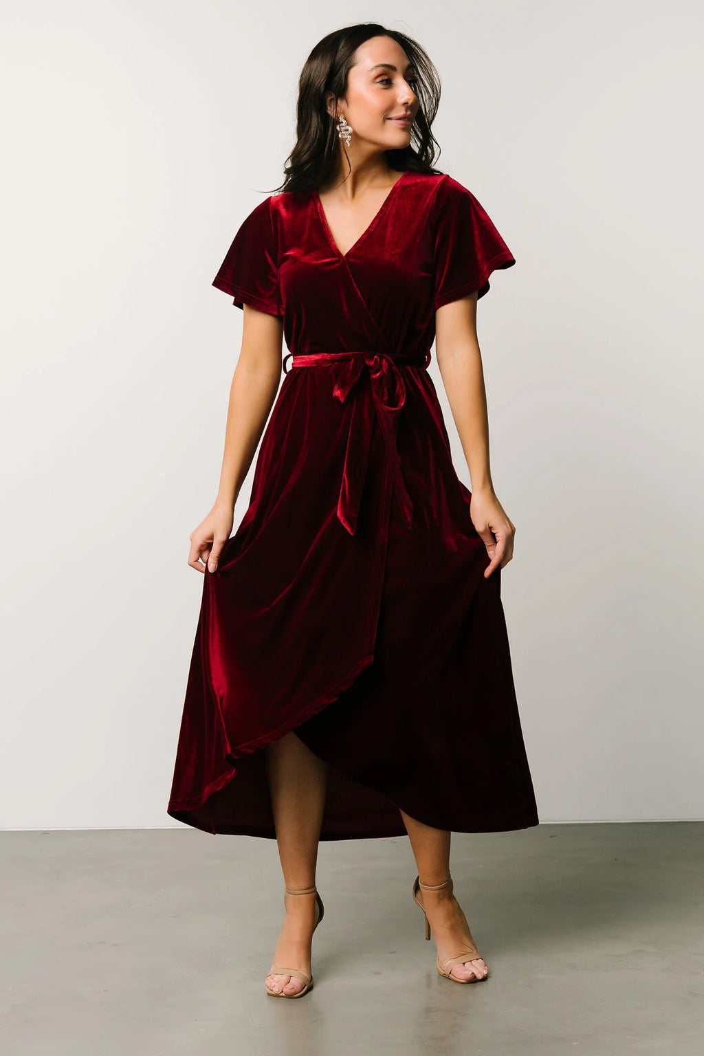 Nadine Velvet Midi Dress | Merlot