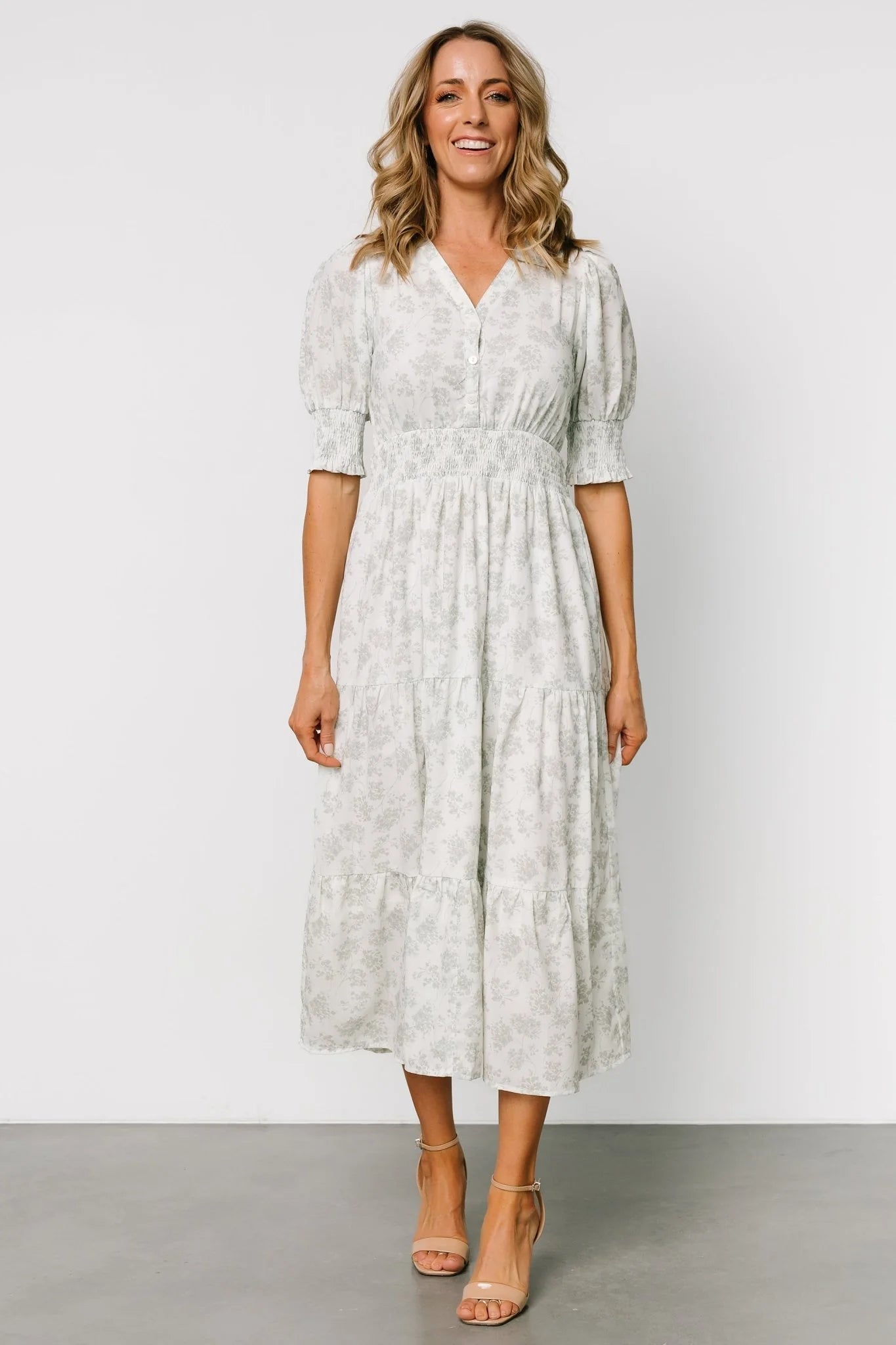Miriam Midi Dress | Light Sage Floral