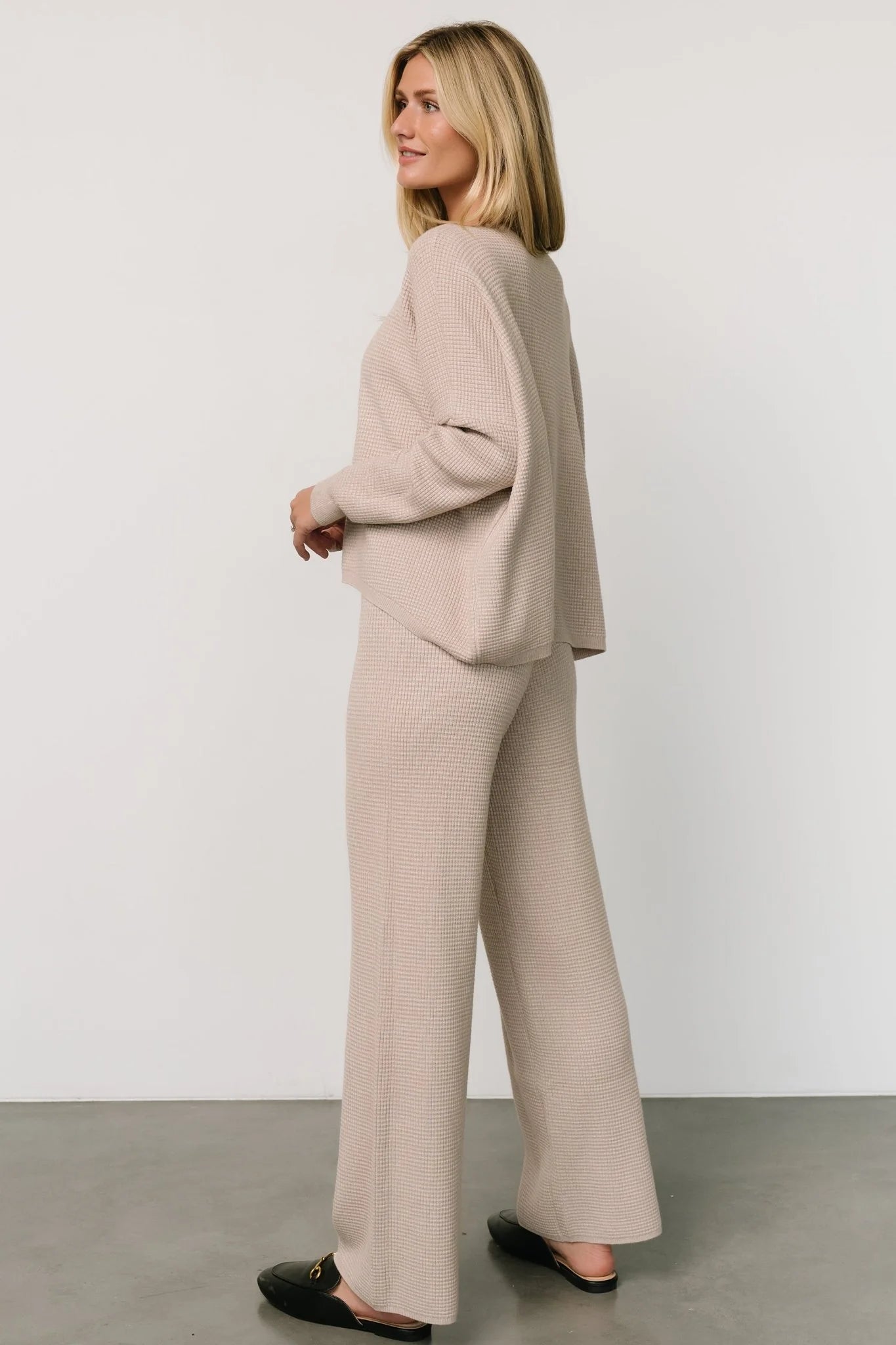 Owen Waffle Sweater Top | Oatmeal