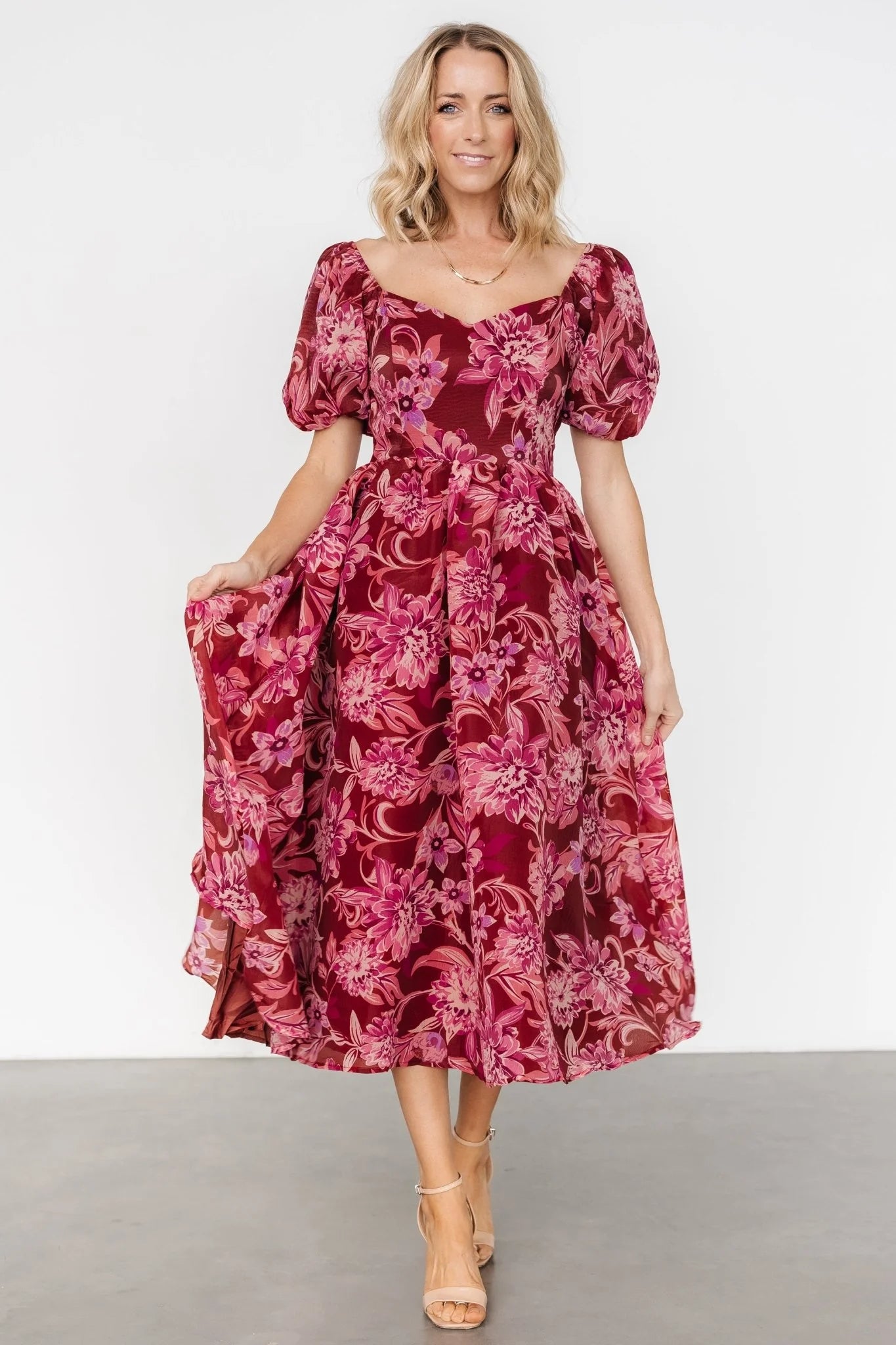 Samara Midi Dress | Rust + Pink