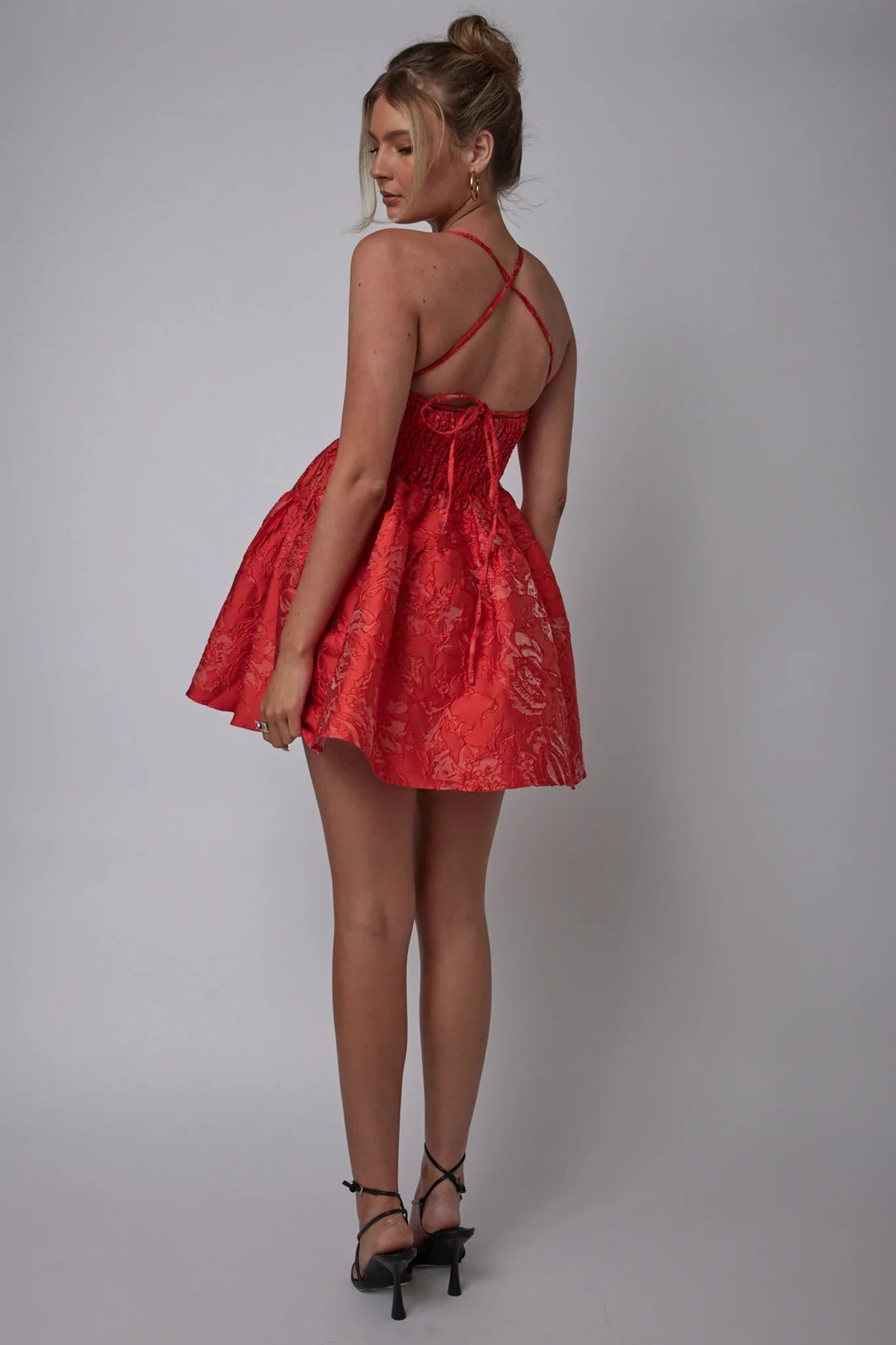 Maybelle Jacquard A-Line Mini Dress Bright Red