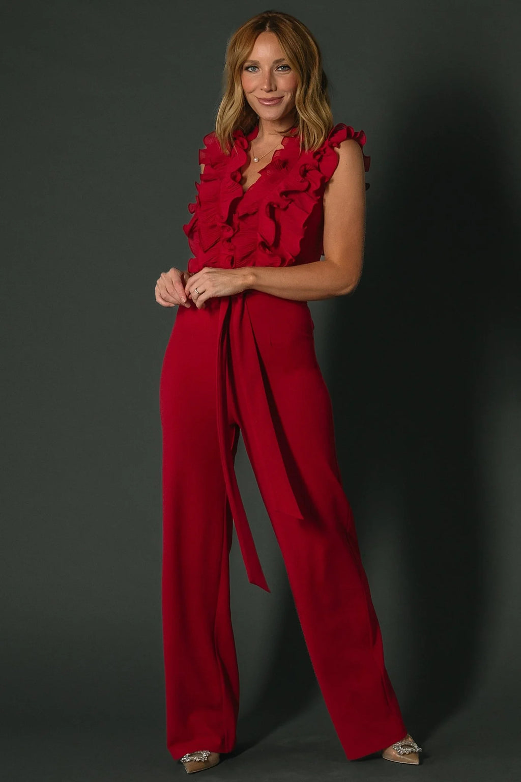 Tyra Ruffle Tank Jumpsuit | Burgundy