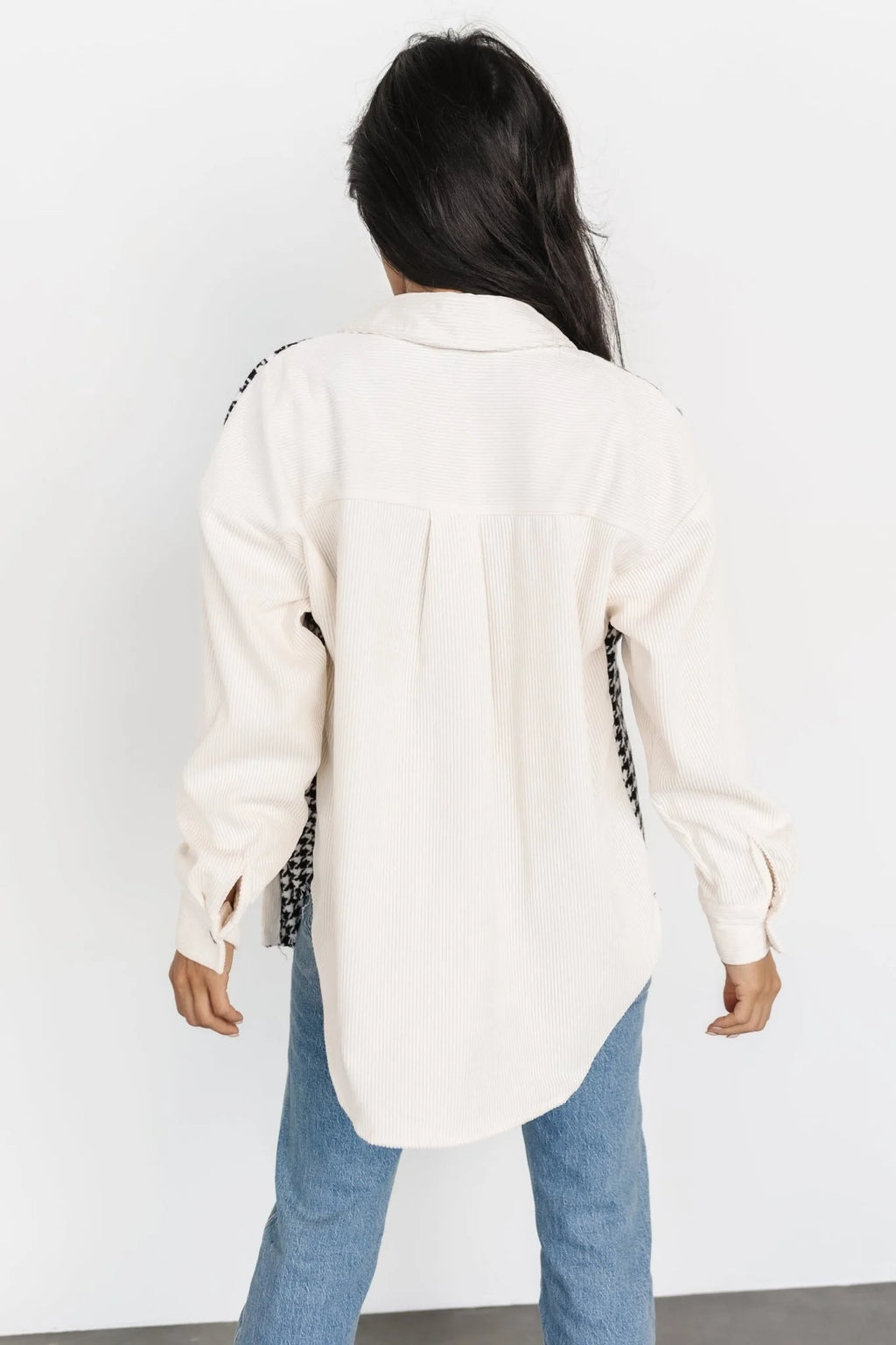 Montreal Houndstooth Shacket | Ivory + Black