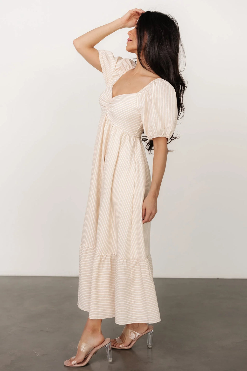 Poppy Midi Dress | Natural + Off White
