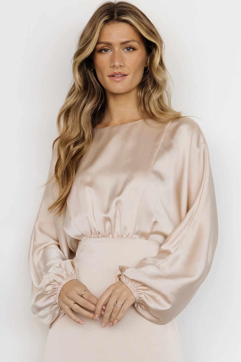 Balta Satin Midi Dress | Champagne