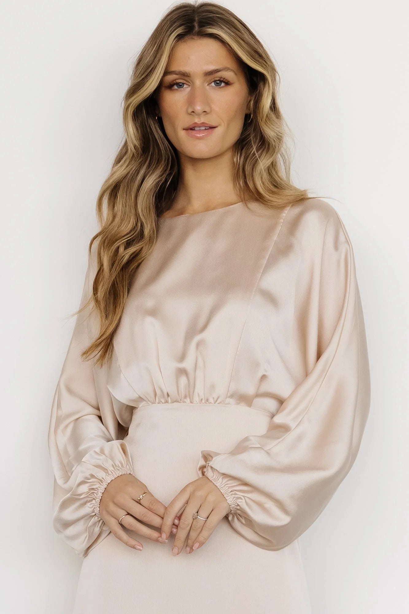 Balta Satin Midi Dress | Champagne