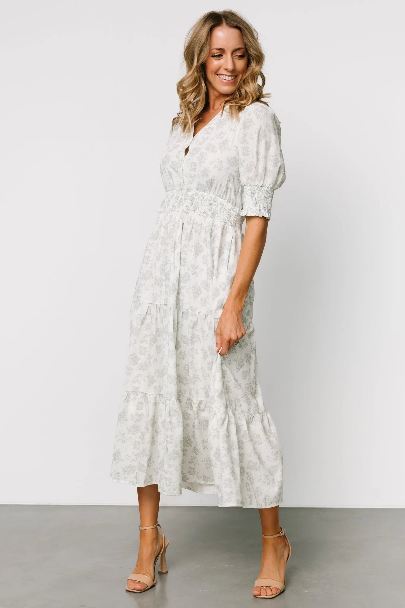 Miriam Midi Dress | Light Sage Floral