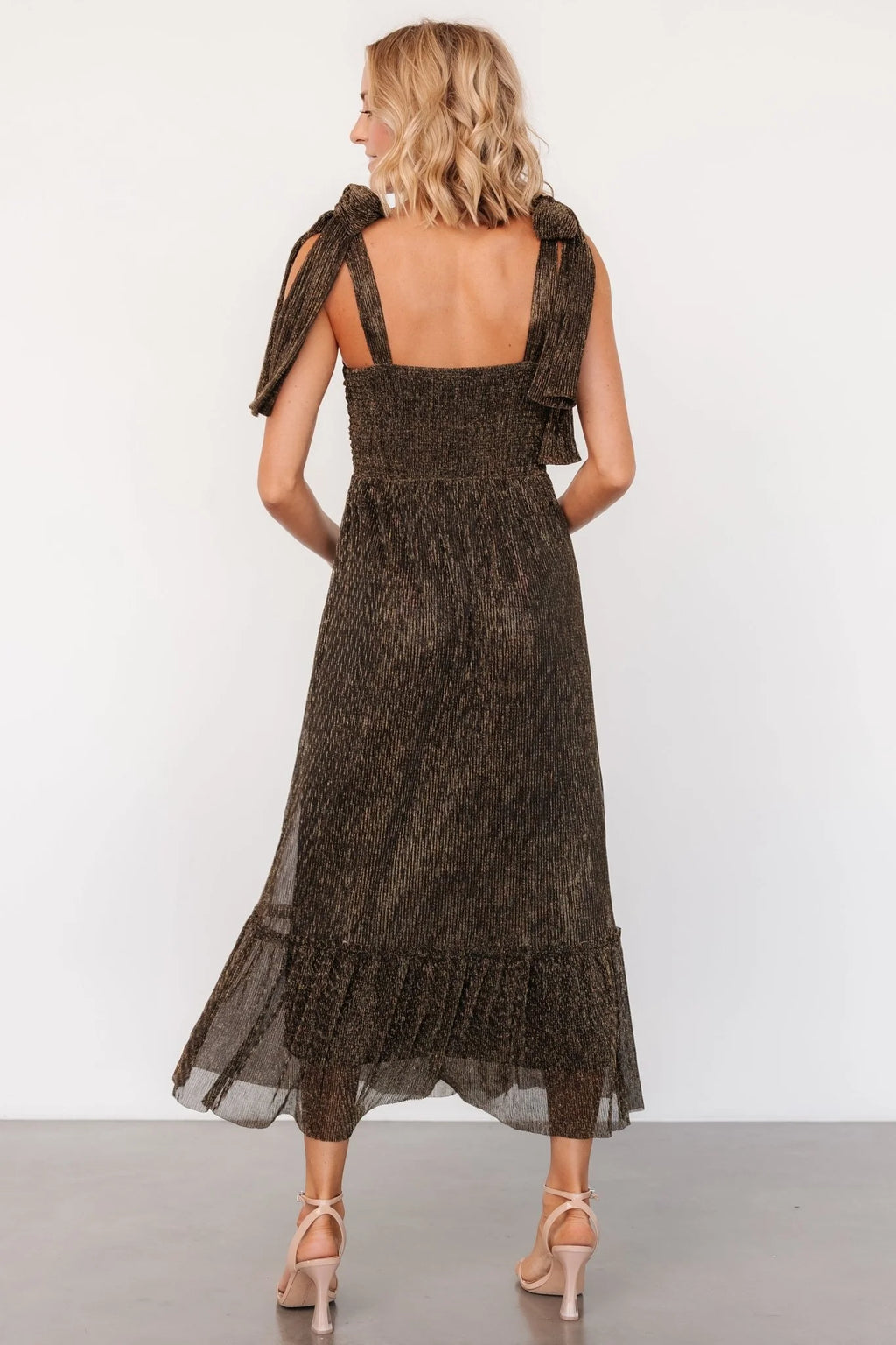 Tosha Shimmer Tank Dress | Black + Gold