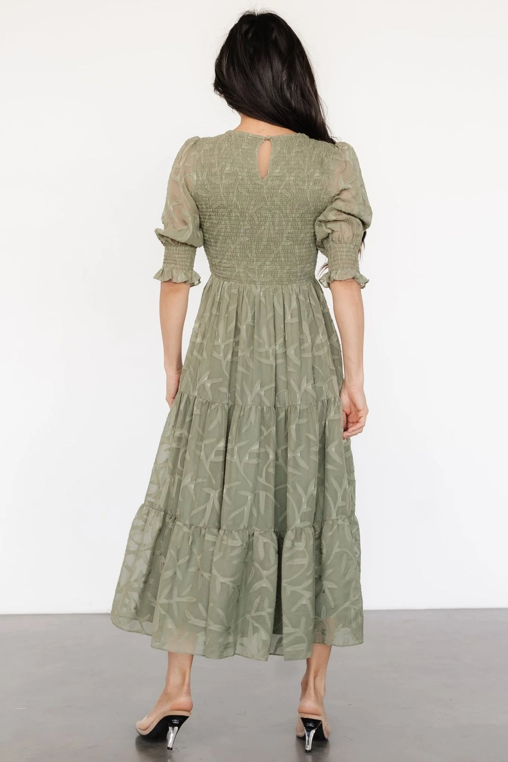 Nellie Smocked Midi Dress | Sage Green