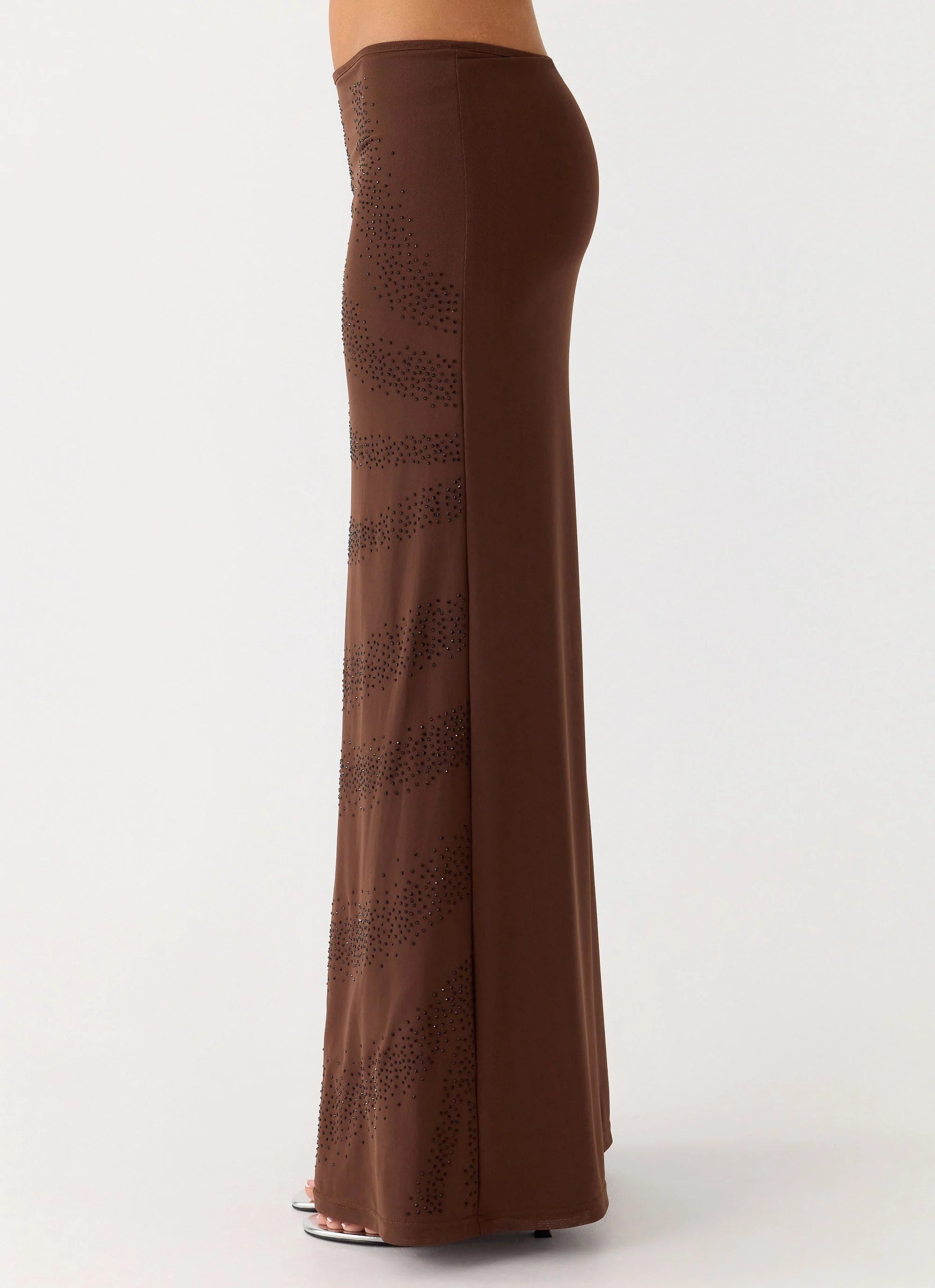 Sweet Sky Beaded Maxi Skirt - Chocolate