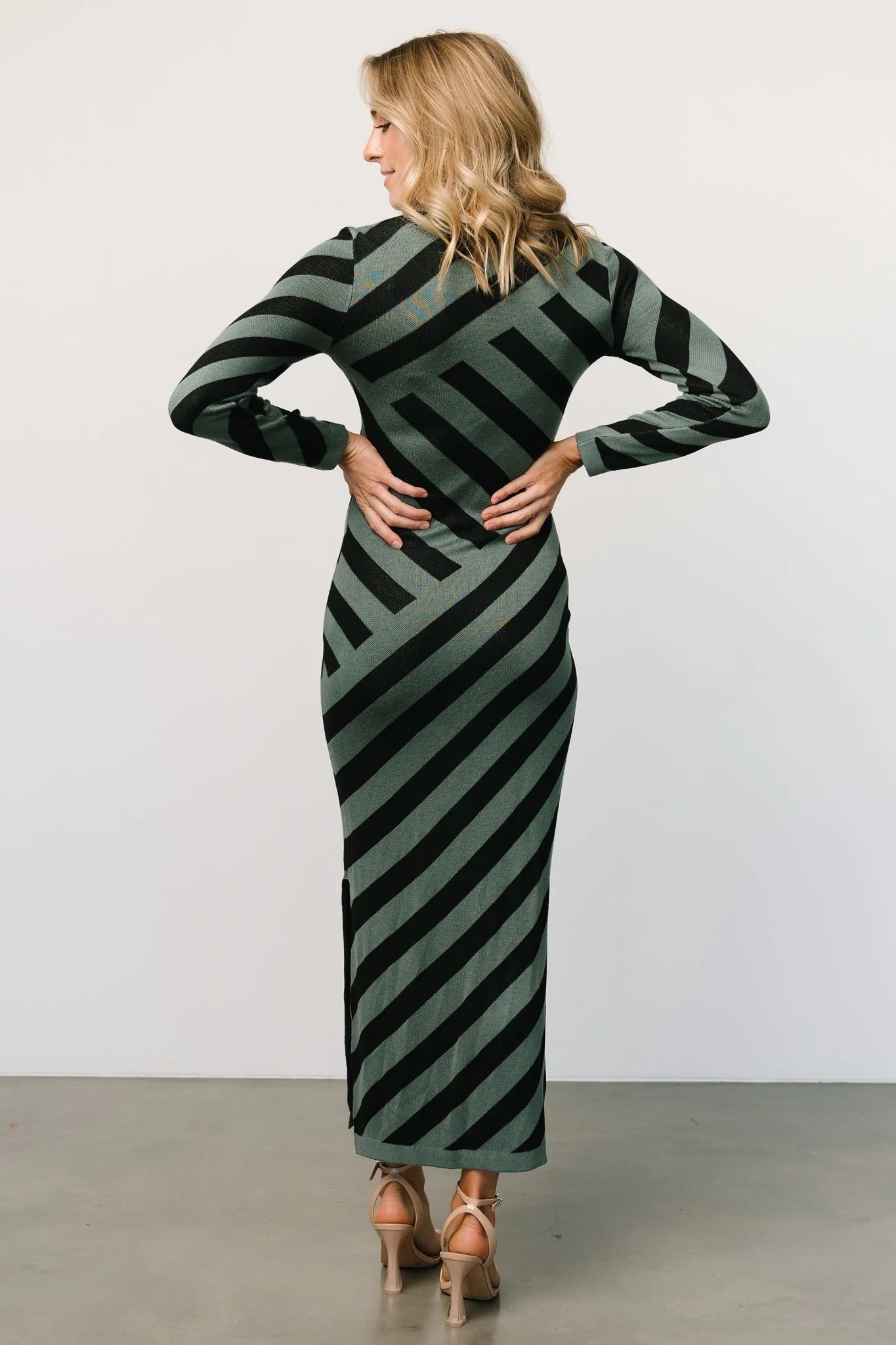 Milan Sweater Dress | Green + Black