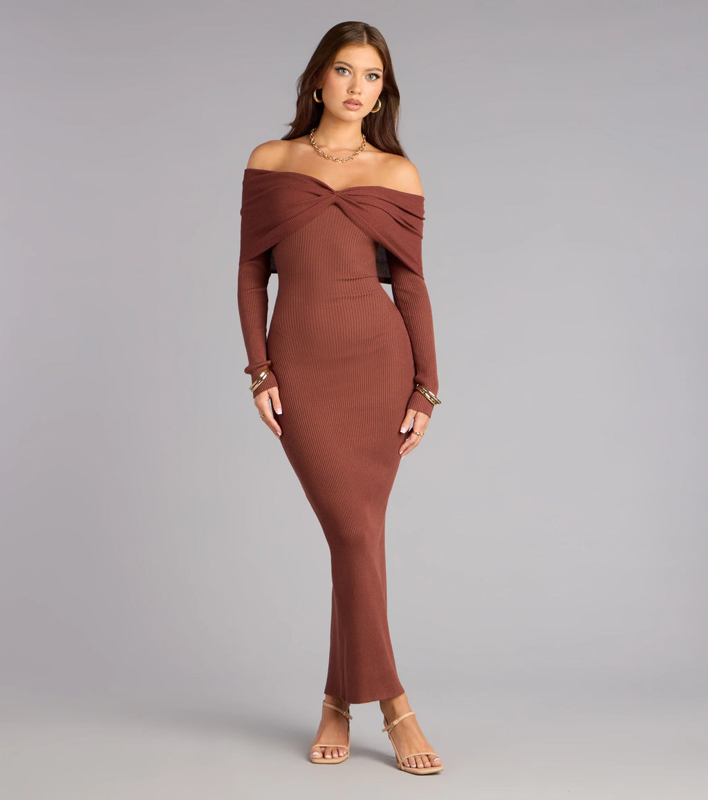 Quiet Luxe Off-The-Shoulder Maxi Dress