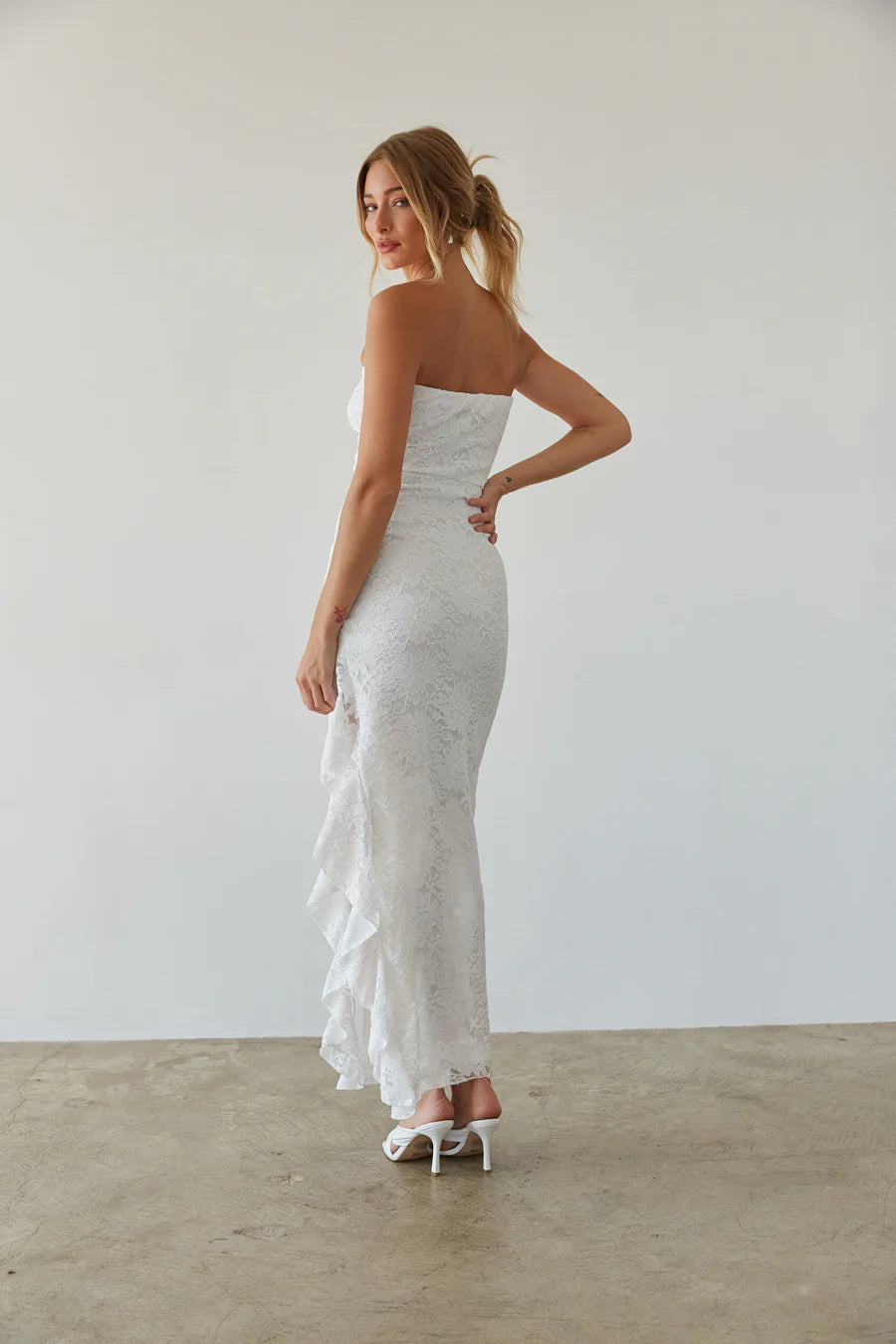 Vivienne Lace Ruffle Maxi Dress
