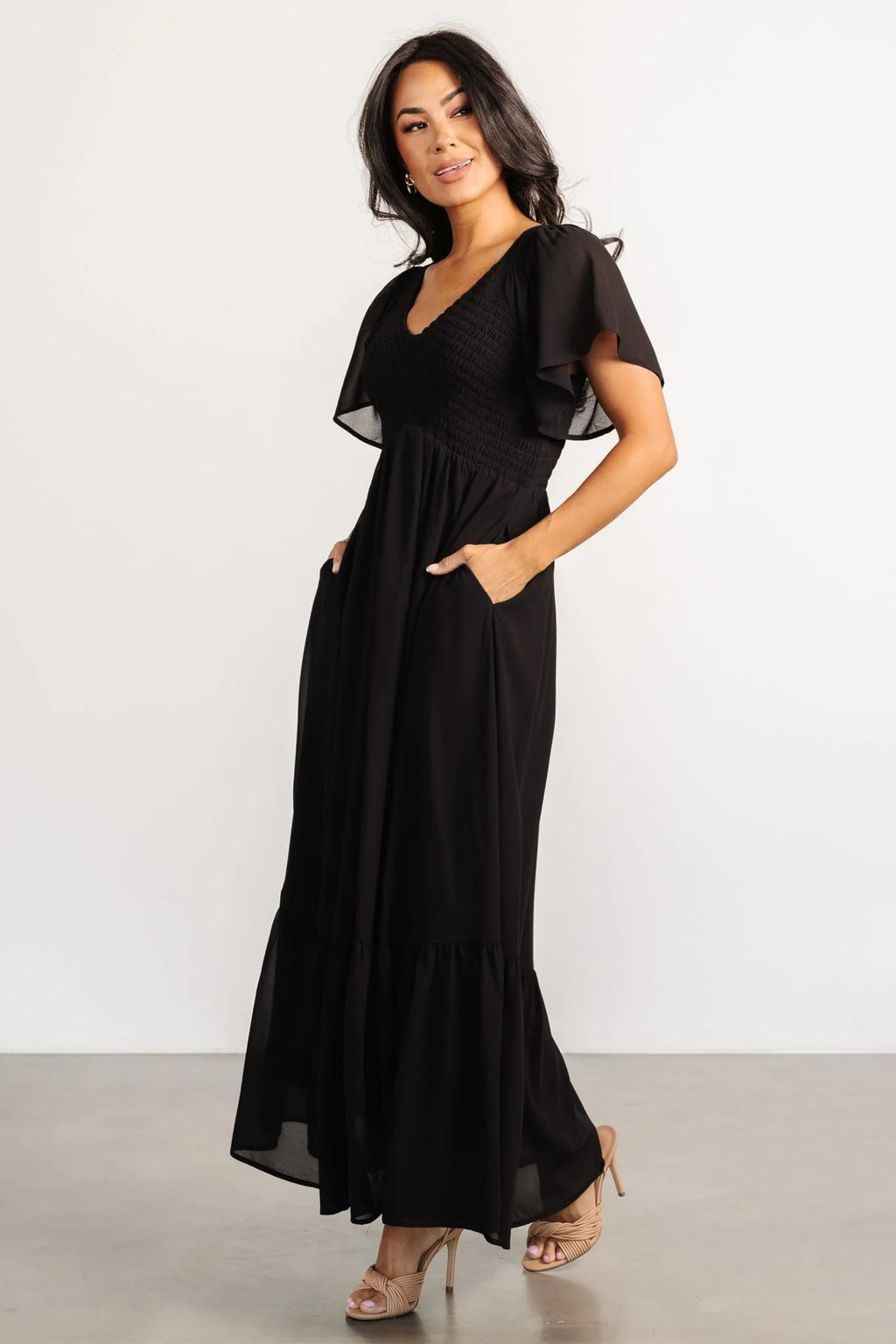 Monica Smocked Dress | Black