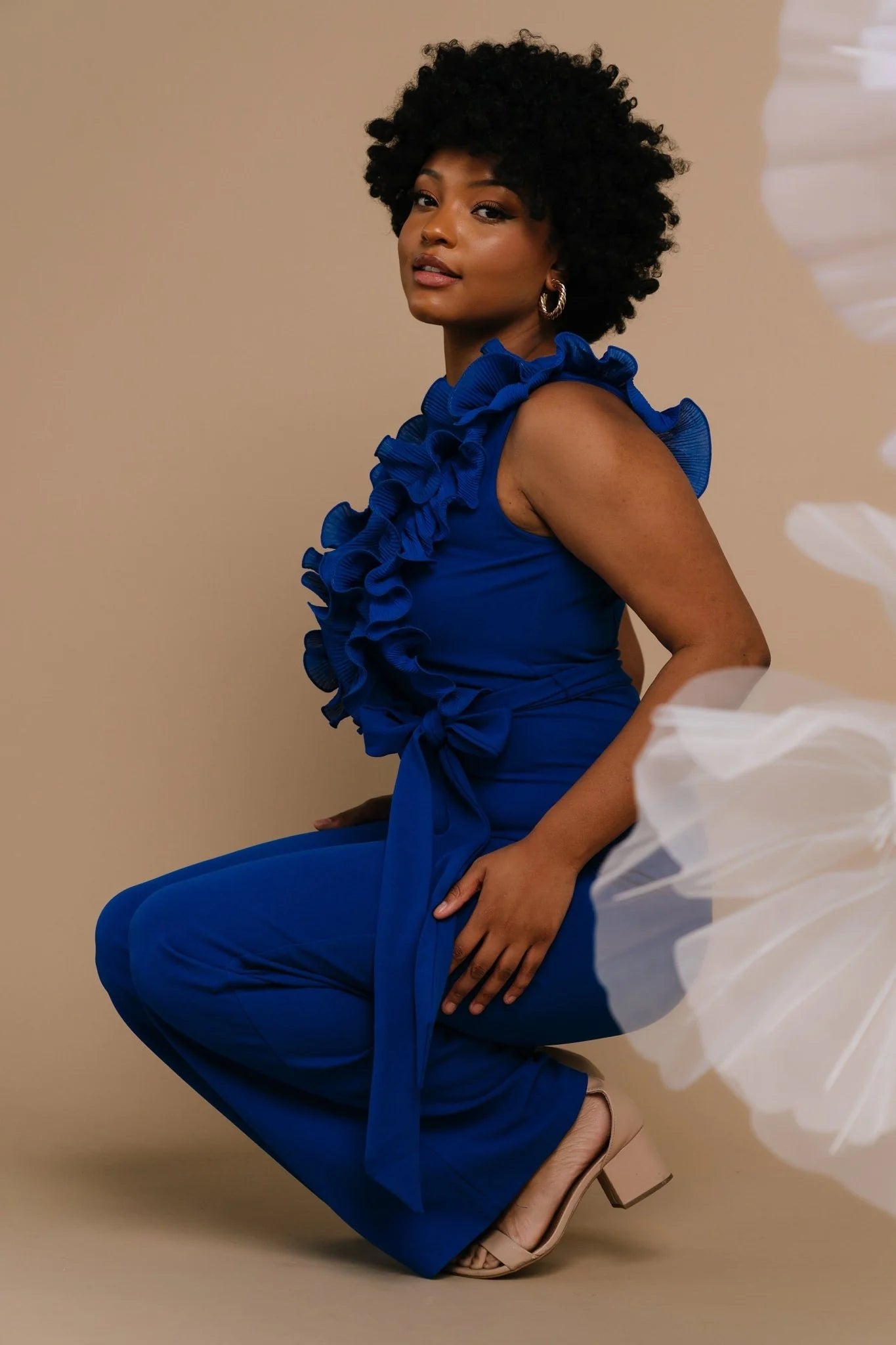 Tyra Ruffle Tank Jumpsuit | Cobalt