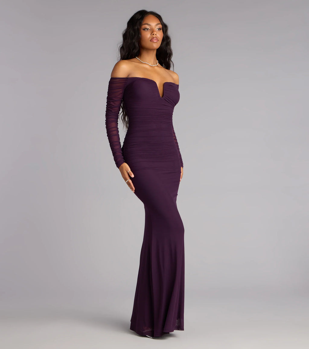 Marla Mesh Off-The-Shoulder Formal Dress