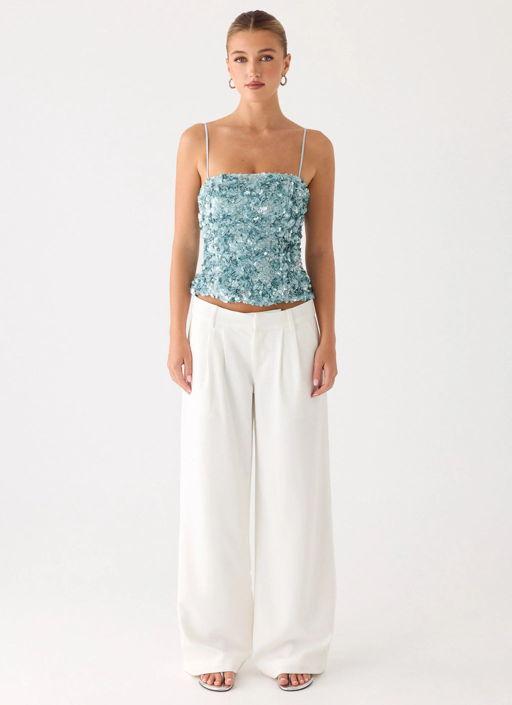 Alayna Sequin Top - Aqua