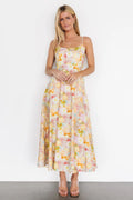 Katalina Back Tie Midi Dress | Pastel Multi