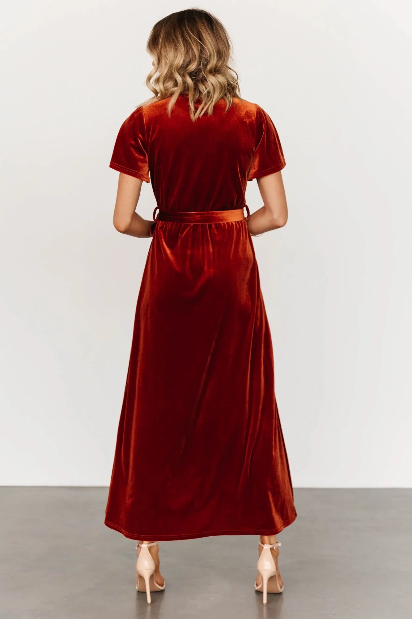 Nadine Velvet Midi Dress | Rust