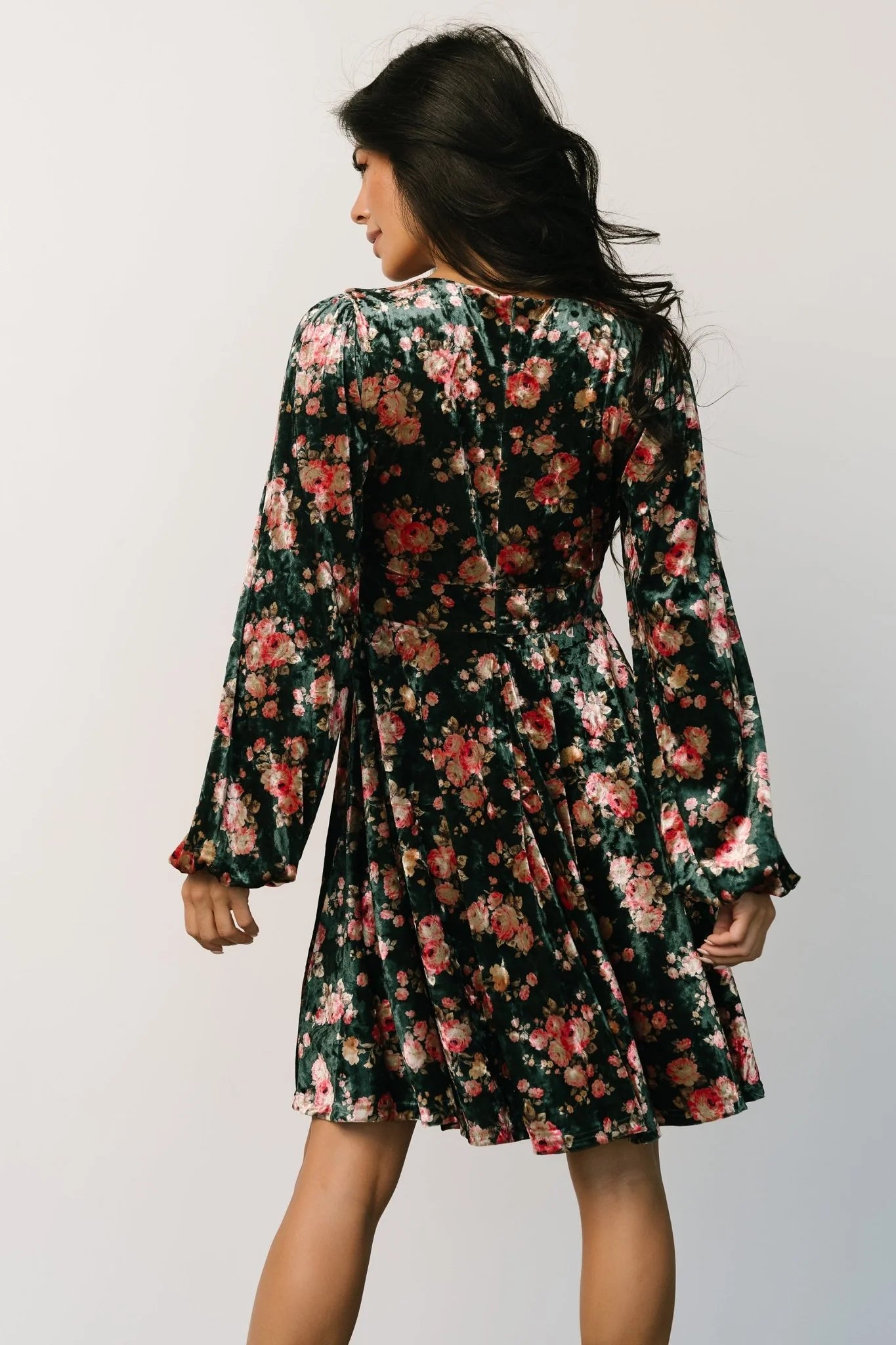 Teri Velvet Short Dress | Forest Multi
