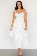 Violetta Embossed Tiered Dress | Off White