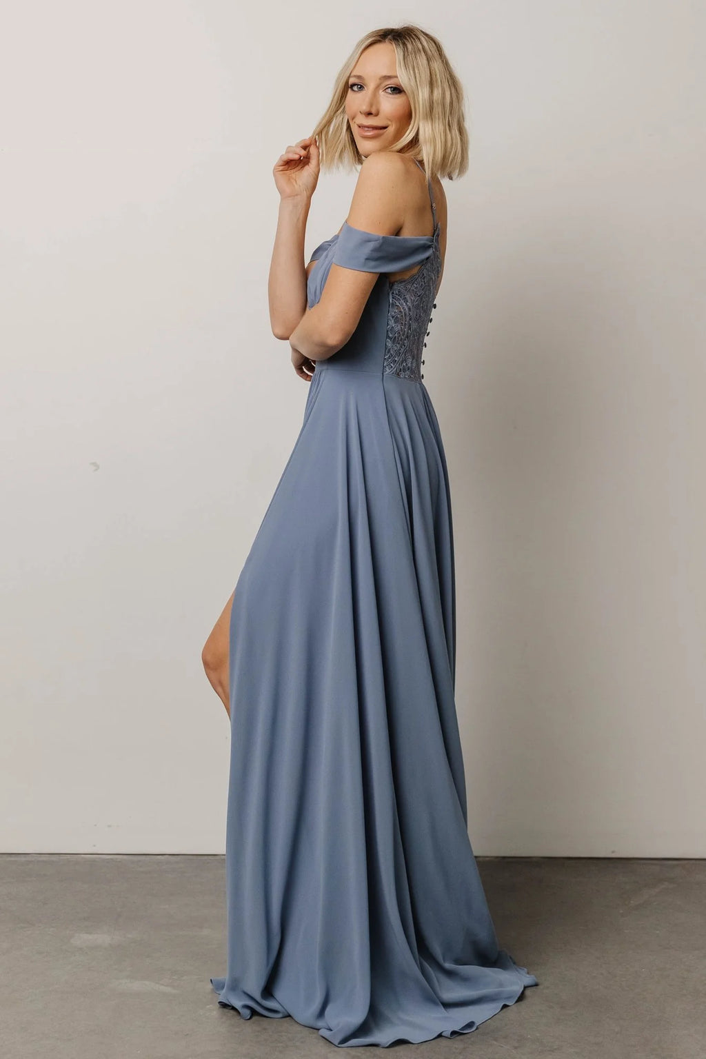 Bianca Lace Maxi Dress | Dusty Blue
