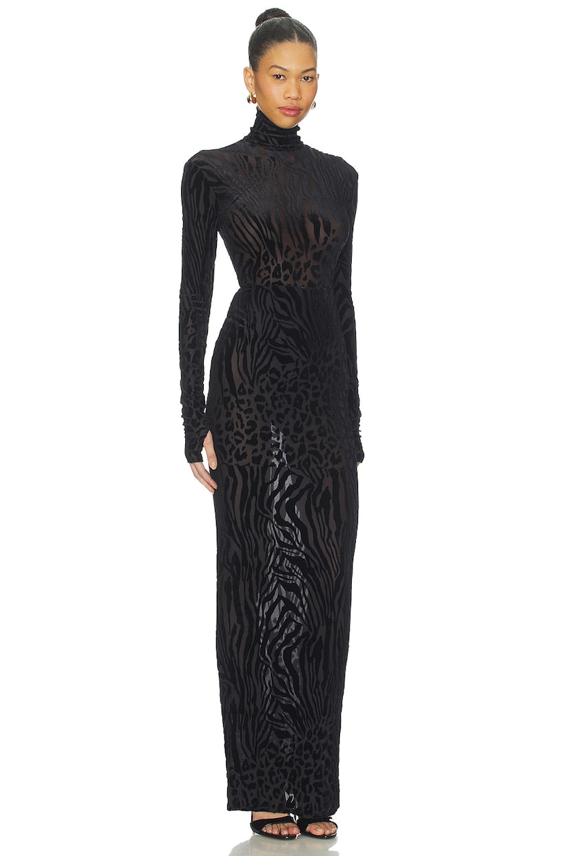 Animal Print Burnout Column Dress