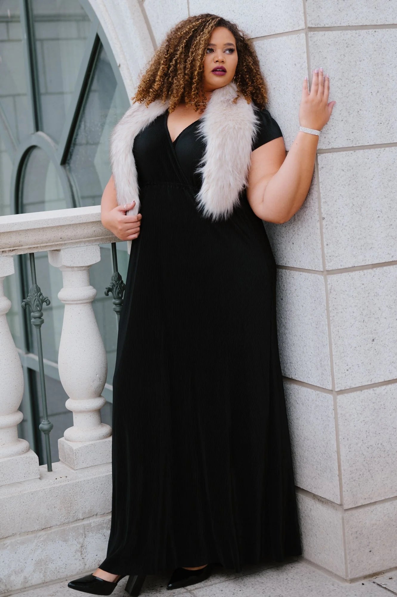 Athena Pleated Maxi Dress | Black