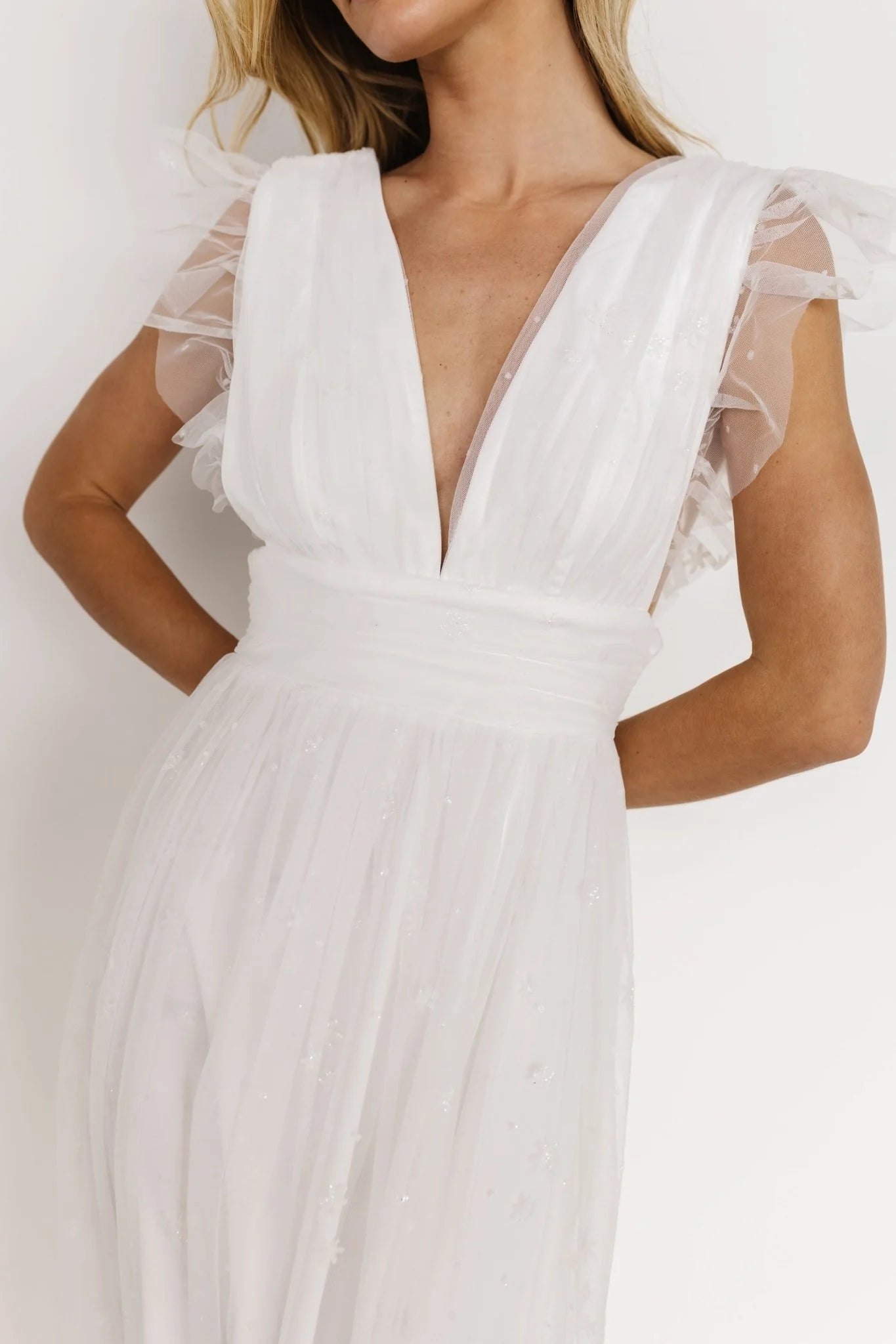 Nova Shimmer Maxi Dress | White