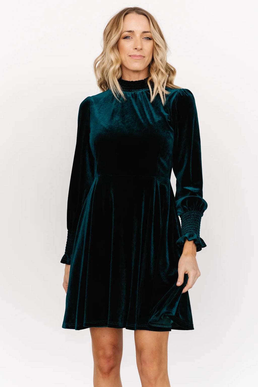 Tina Velvet Short Dress | Emerald