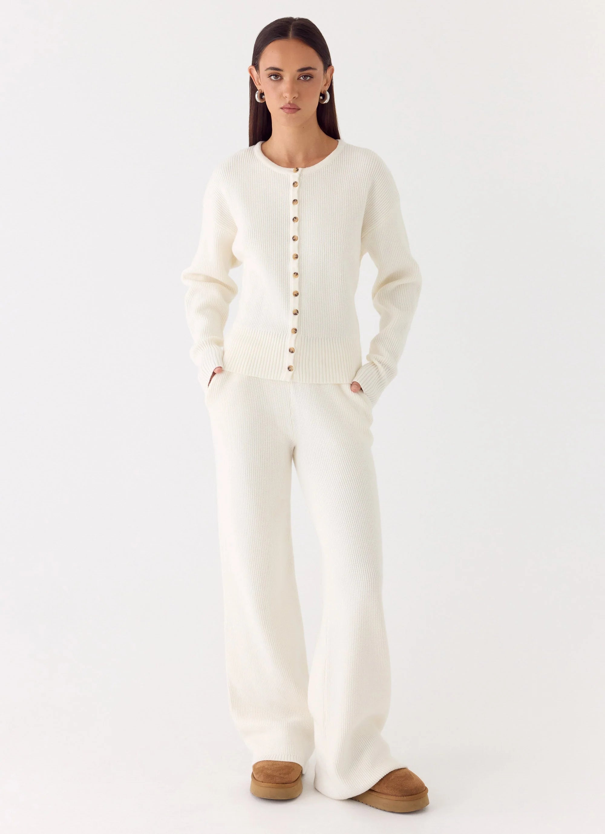 Harrison Low Rise Knit Pants - Ivory