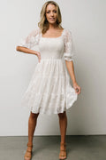 Tate Smocked Lace Short Dress | Off White