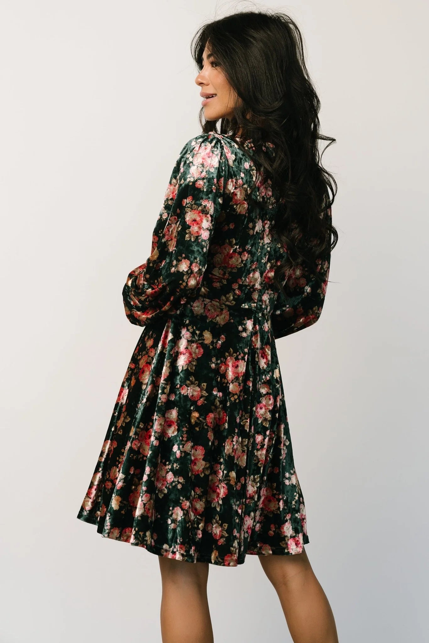Teri Velvet Short Dress | Forest Multi