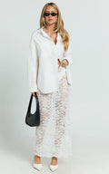 Dahlia Midi Skirt - Lace Skirt in White