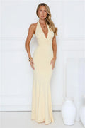 Chic Spark Halter Maxi Dress Yellow
